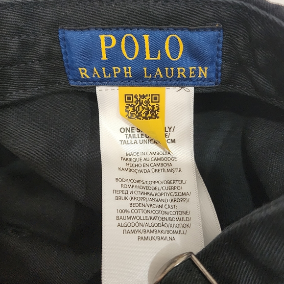Ralph Lauren Polo Black Hat Baseball Cap Strapback Red Pony One Size - Picture 8 of 8